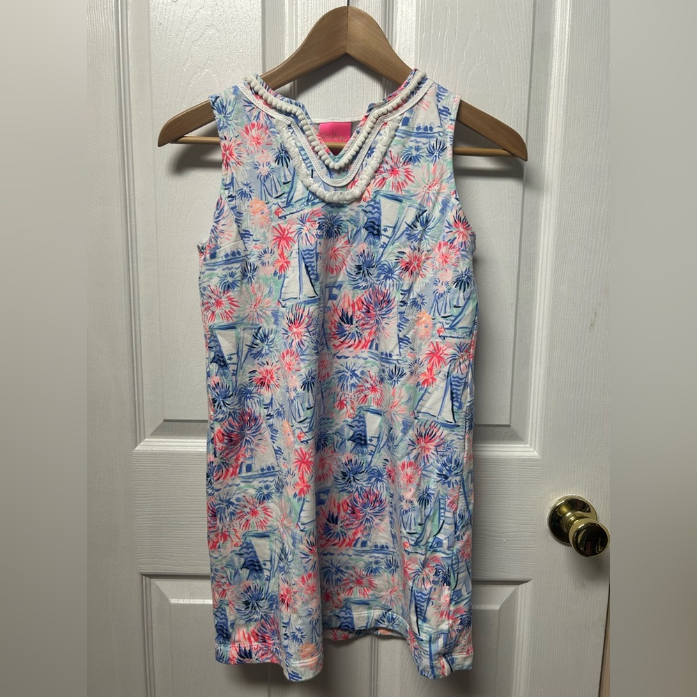Colorful Sleeveless Dress with Nautical Fireworks Print